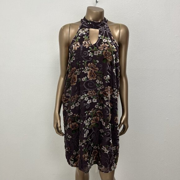 Carolina Belle Dresses & Skirts - Carolina Belle Halter Dress Sz 12 Sleeveless Floral Velvet Burnout Fairy Whimsy